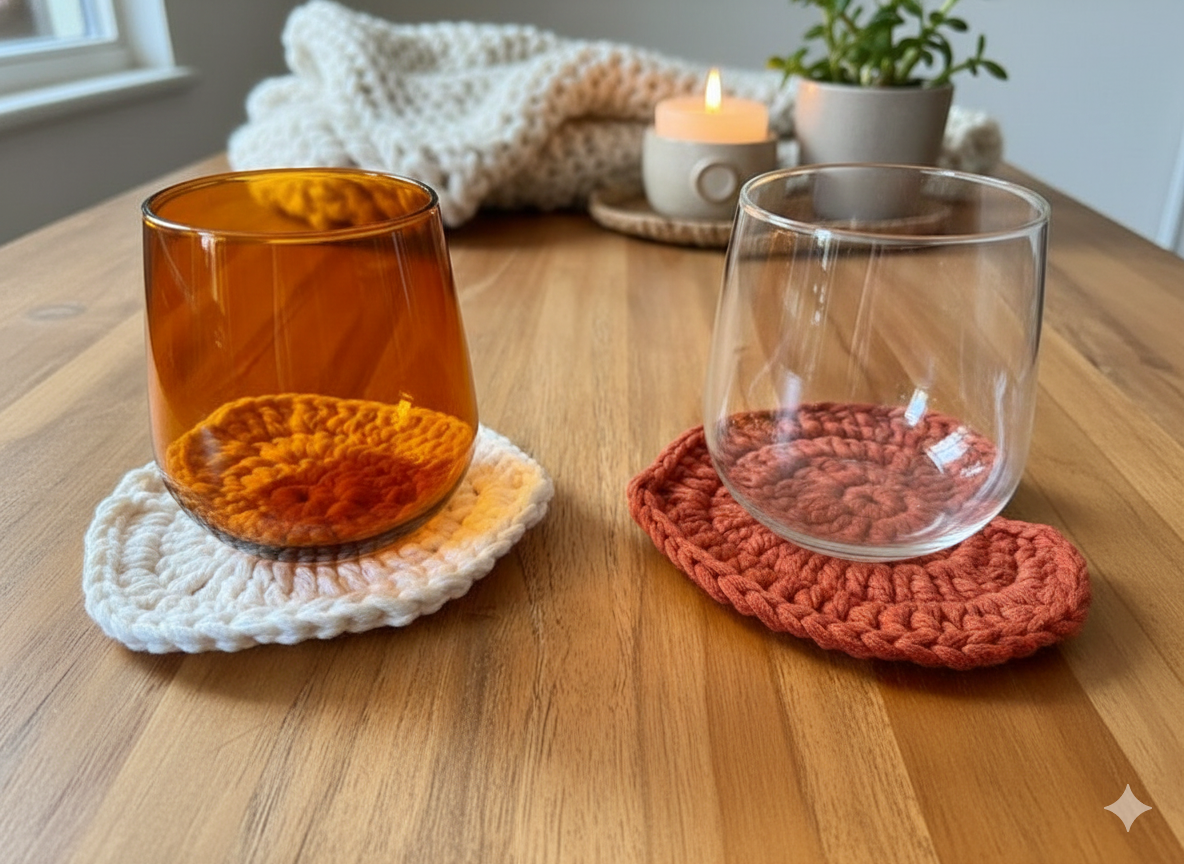 Duo sous-tasses "Feuilles et lumières"