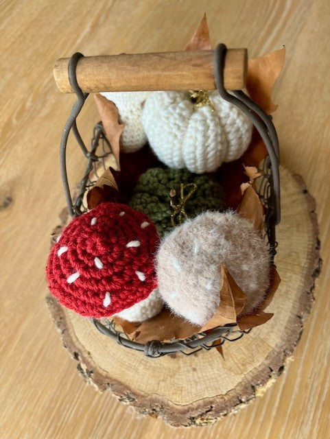 Trio de champignons au crochet – Décoration automnale -
